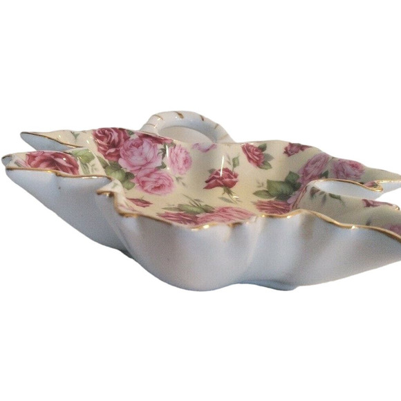 La Dolce Vita Leaf DISH Candy Spoon Pink Red Roses GOLD Trim Handle Valerie - Picture 7 of 11